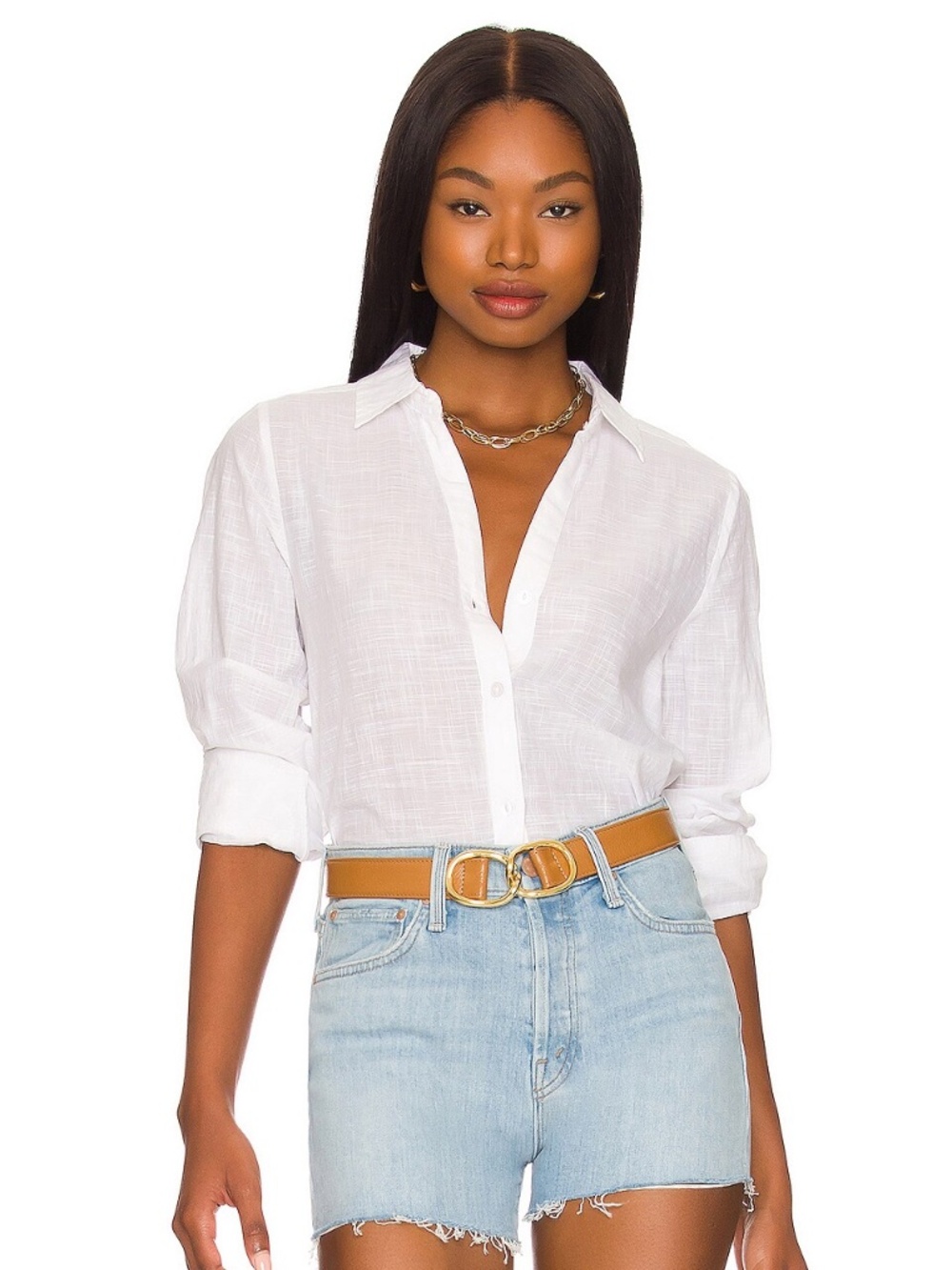 Michael Stars Women's Joanna Button-Up Shirt Size S in White